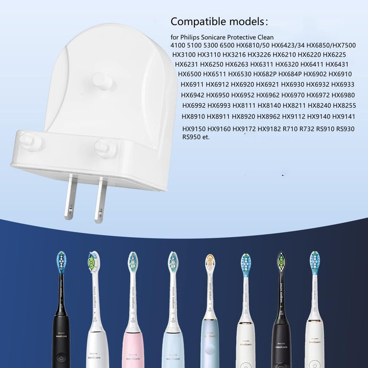 Electric Toothbrush Wall Charger for Philips Sonicare HX3000 HX6000 HX6100 HX8000 HX9000 Series, Wall Charger for Philips Sonicare Diamondclean Charging Station, US Plug, White - Just Closeouts Canada Inc.