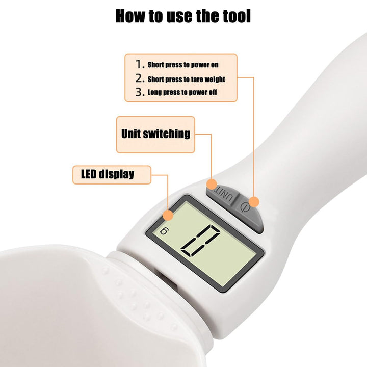 Electronic Measuring Spoon, Digital Measuring Spoon with Conversion, 800g/1g High Precision with LCD Screen, Household Weighing Scoop for Cooking Baking Pet Food (2Pcs) - Just Closeouts Canada Inc.X004YXTQAZ