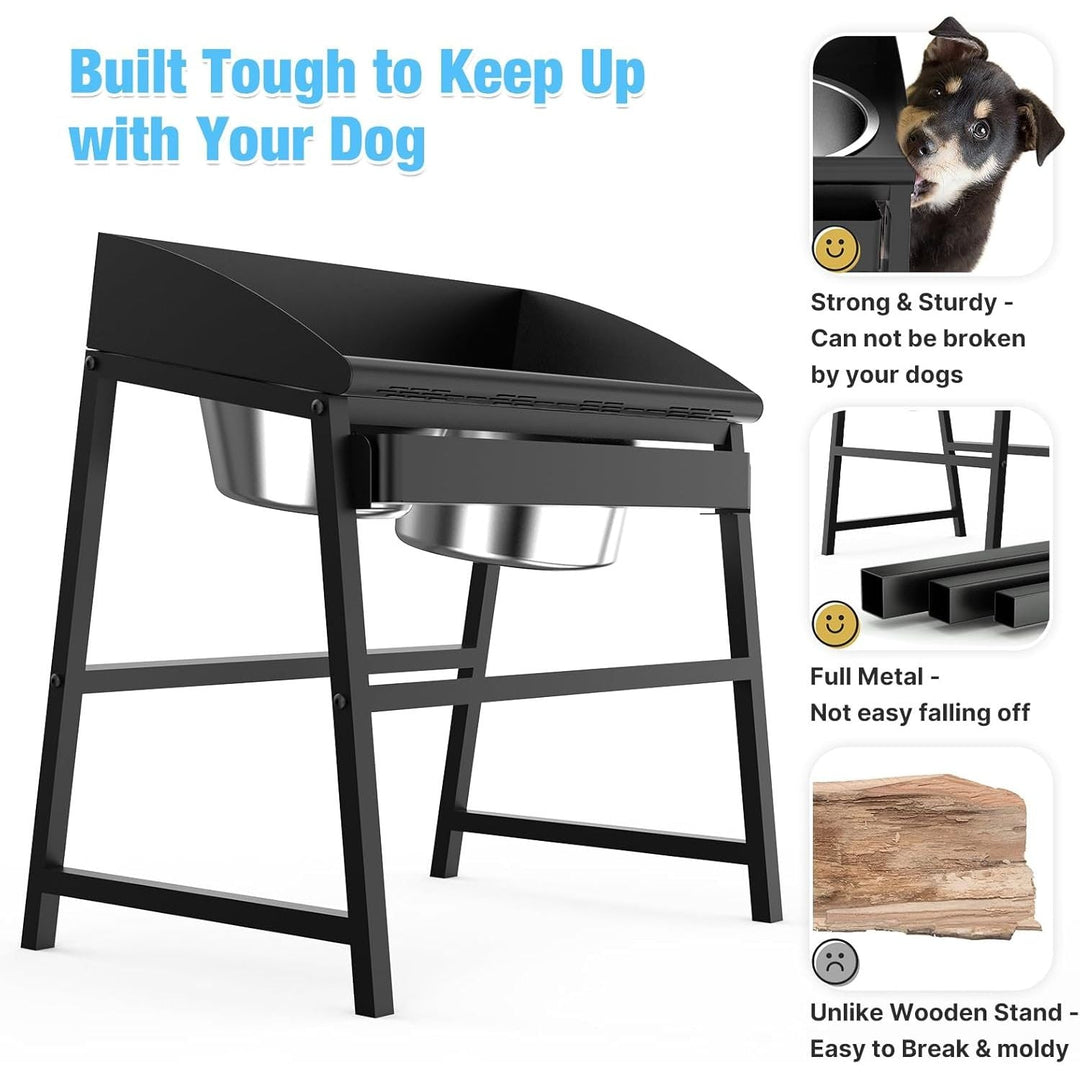 Elevated Dog Bowls for Large Dog, 15Ò Tall Raised Food and Water Bowl Set with Stand, Full Metal Spill Proof Design and Stainless Bowls for Indoor & Outdoor Use - Just Closeouts Canada Inc.