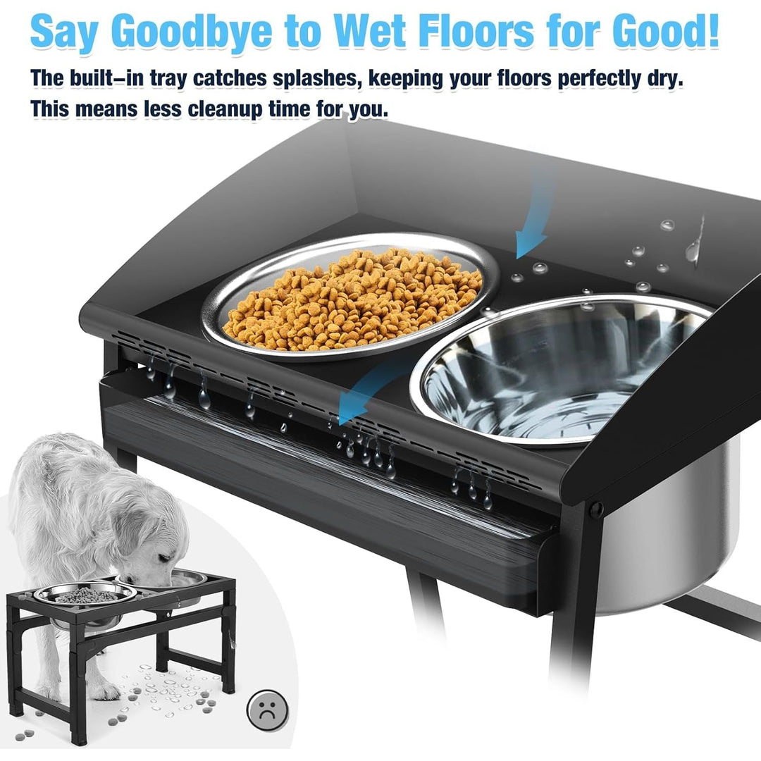 Elevated Dog Bowls for Large Dog, 15Ò Tall Raised Food and Water Bowl Set with Stand, Full Metal Spill Proof Design and Stainless Bowls for Indoor & Outdoor Use - Just Closeouts Canada Inc.
