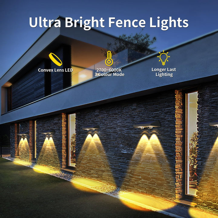 Ellasay Solar Fence Lights Outdoor, 50 Lumens 3 Modes Solar Lights Outdoor,Solar Powered Waterproof Backyard Decor for Wall Fence Deck Step Garden Patio,2 Pack - Just Closeouts Canada Inc.