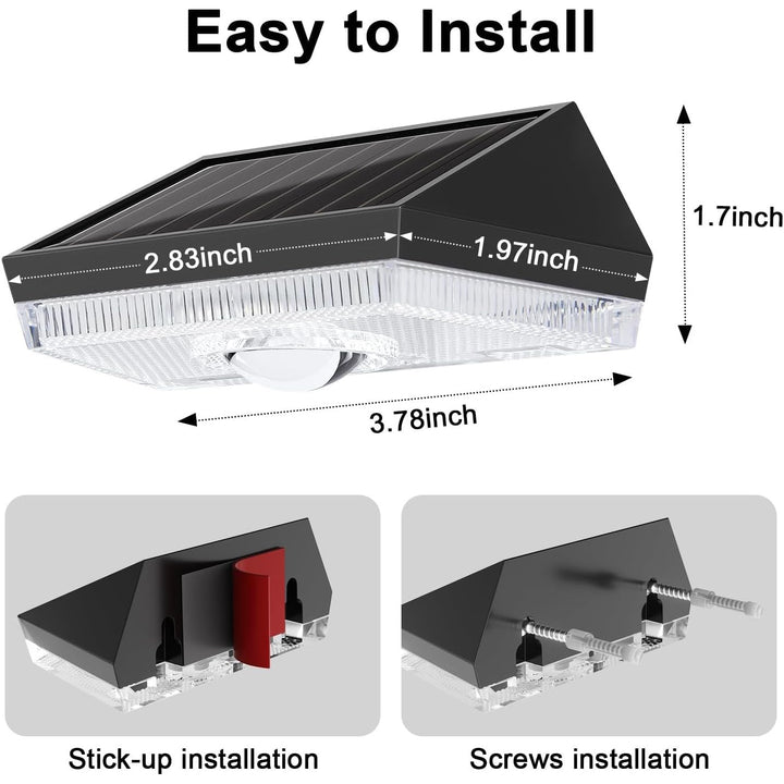 Ellasay Solar Fence Lights Outdoor: Solar Powered Deck Light - 10 Lighting Modes with RGB - Waterproof IP65 - Led Lens Wall Decor for Garden Patio Backyard Porch 4 Pack - Just Closeouts Canada Inc.