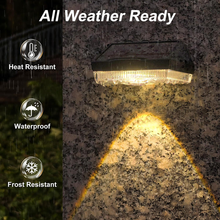 Ellasay Solar Fence Lights Outdoor: Solar Powered Deck Light - 10 Lighting Modes with RGB - Waterproof IP65 - Led Lens Wall Decor for Garden Patio Backyard Porch 4 Pack - Just Closeouts Canada Inc.