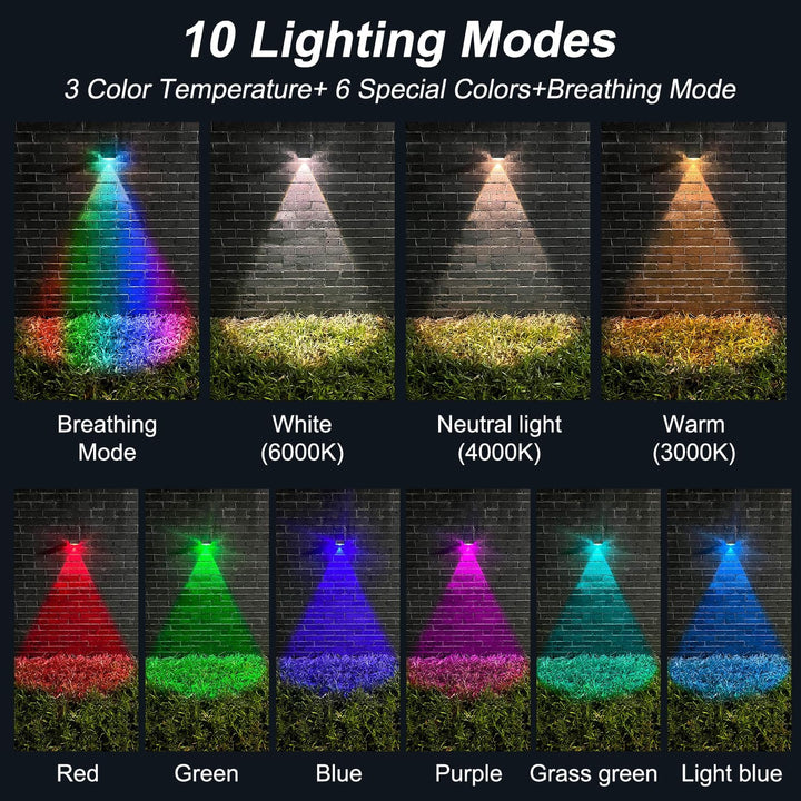 Ellasay Solar Fence Lights Outdoor: Solar Powered Deck Light - 10 Lighting Modes with RGB - Waterproof IP65 - Led Lens Wall Decor for Garden Patio Backyard Porch 4 Pack - Just Closeouts Canada Inc.