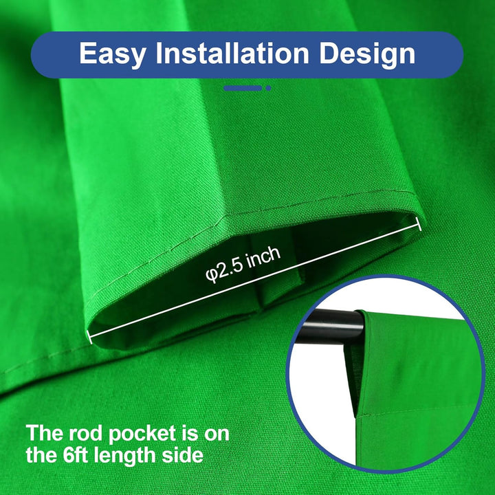 EMART Green Screen Backdrop, Photography Greenscreen Background for Streaming Zoom, Small Photo Muslin Green Chromakey Cloth Fabric Curtain with 4 Backdrop Clip - Just Closeouts Canada Inc.
