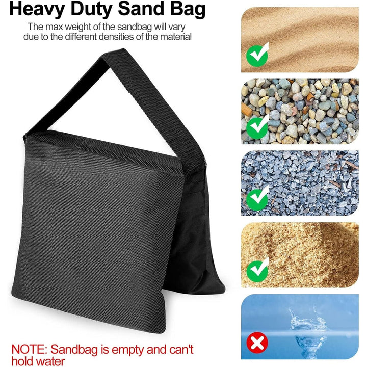 EMART Sandbags 8 Packs, Weight Bag Heavy Duty Saddlebags Sand Bag for Photography, Backdrop Stand, Light Stand, Tripod, Photo Video Studio, Canopy, Patio, Tent - Black - Just Closeouts Canada Inc.
