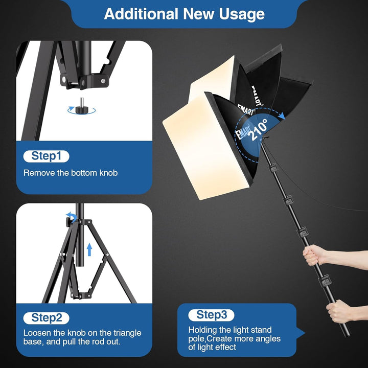 EMART Softbox Photography Lighting Kit, 16"X16" Soft Box | 3000K - 6000K 85W LED Bulbs with Remote | 65" Tripod, Professional Photo Studio Light for Video Recording, Portrait Shooting (1PACK) - Just Closeouts Canada Inc.