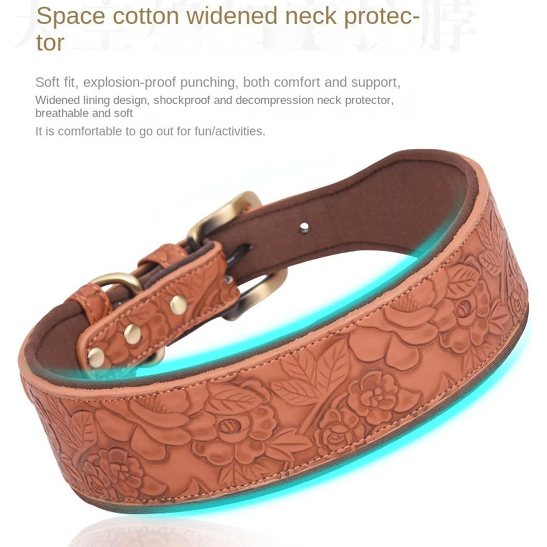 Embossed PU Leather Dog Collar – Brown, XL - Just Closeouts Canada Inc.