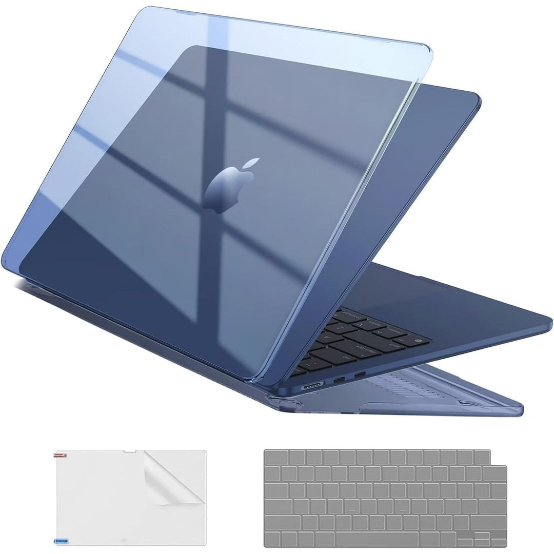 EooCoo Case Compatible with MacBook Air 13 inch M3 M2 2025 2024 2023 2022 A3113 A2681, Plastic Hard Case & TPU Keyboard Skin & Screen Protector for Laptop Air 13.6 inch - Crystal Midnight - Just Closeouts Canada Inc.