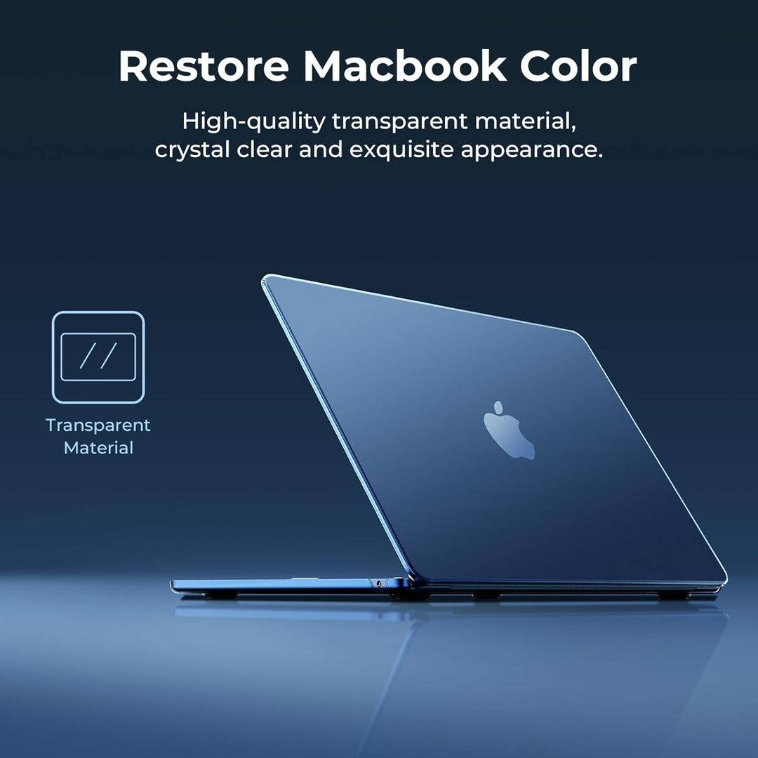EooCoo Case Compatible with MacBook Air 13 inch M3 M2 2025 2024 2023 2022 A3113 A2681, Plastic Hard Case & TPU Keyboard Skin & Screen Protector for Laptop Air 13.6 inch - Crystal Midnight - Just Closeouts Canada Inc.