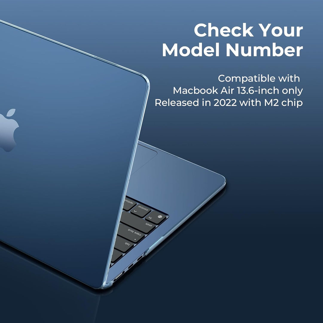 EooCoo Case Compatible with MacBook Air 13 inch M3 M2 2025 2024 2023 2022 A3113 A2681, Plastic Hard Case & TPU Keyboard Skin & Screen Protector for Laptop Air 13.6 inch - Crystal Midnight - Just Closeouts Canada Inc.