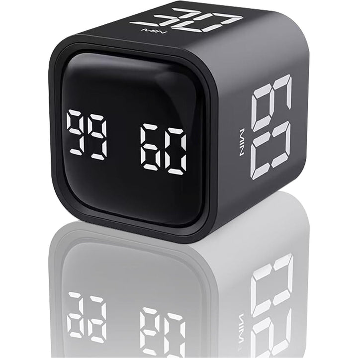 EooCoo Stylish Digital Timer, Creative Cube Rotation Countdown Productivity Timer 5/10/30/60 Minutes for Working Cooking Fitness Studying Teaching, Easy Use for Adults and Kids, Black - Just Closeouts Canada Inc.