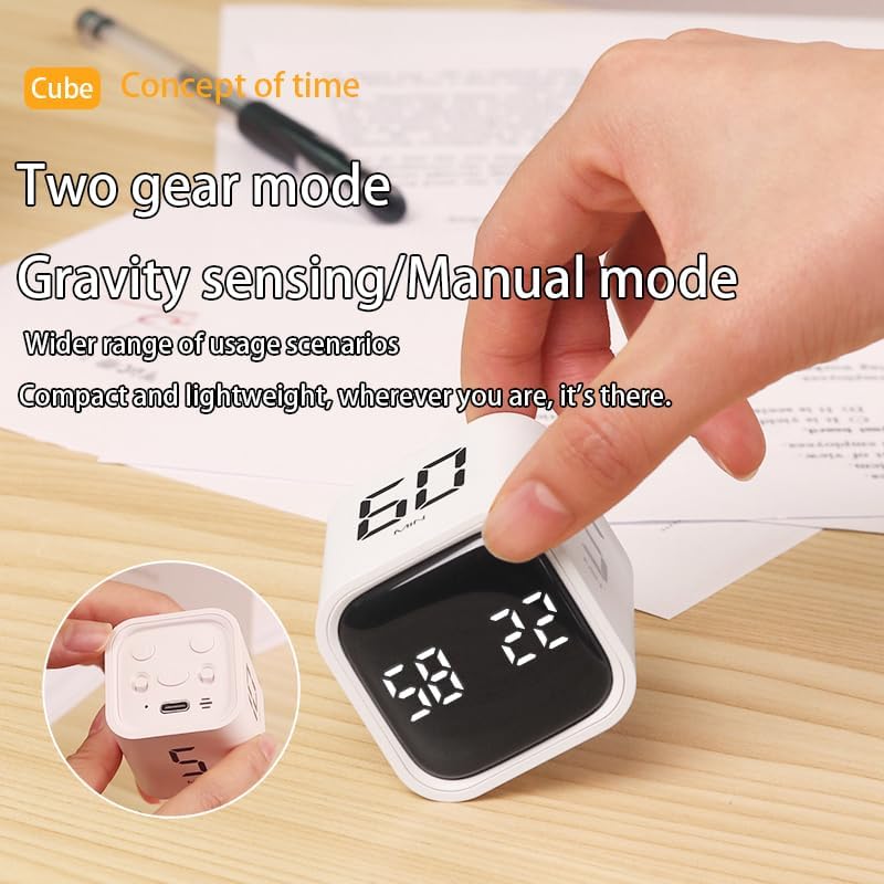EooCoo Stylish Digital Timer, Creative Cube Rotation Countdown Productivity Timer 5/10/30/60 Minutes for Working Cooking Fitness Studying Teaching, Easy Use for Adults and Kids, Black - Just Closeouts Canada Inc.