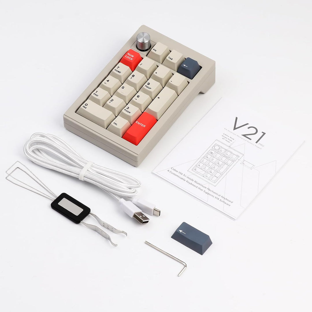 EPOMAKER CIDOO V21 VIA Programmable Gasket Number Pad, Bluetooth 5.0/2.4ghz/Wired Hot Swappable Numpad, with Aluminum Alloy Rotary Knob, 1000mAh Battery, Poron Foam for E - Sport Mac/Win - Just Closeouts Canada Inc.