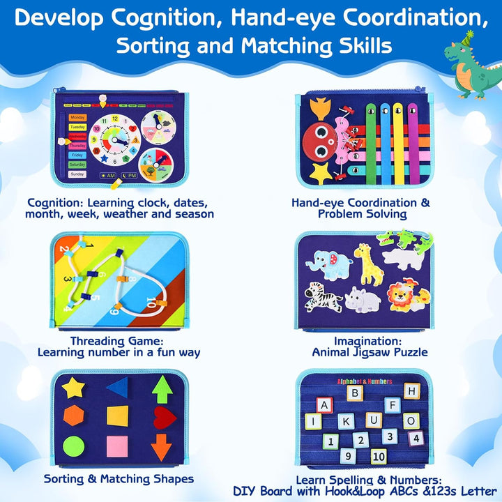 Esjay Busy Board for Toddlers, Montessori Toys for Boys, Sensory Board Toy Educational Activities for Fine Motor Skills Learning, Birthday Gifts for Boys Toddler, Toys for Travel Airplane Car - Just Closeouts Canada Inc.