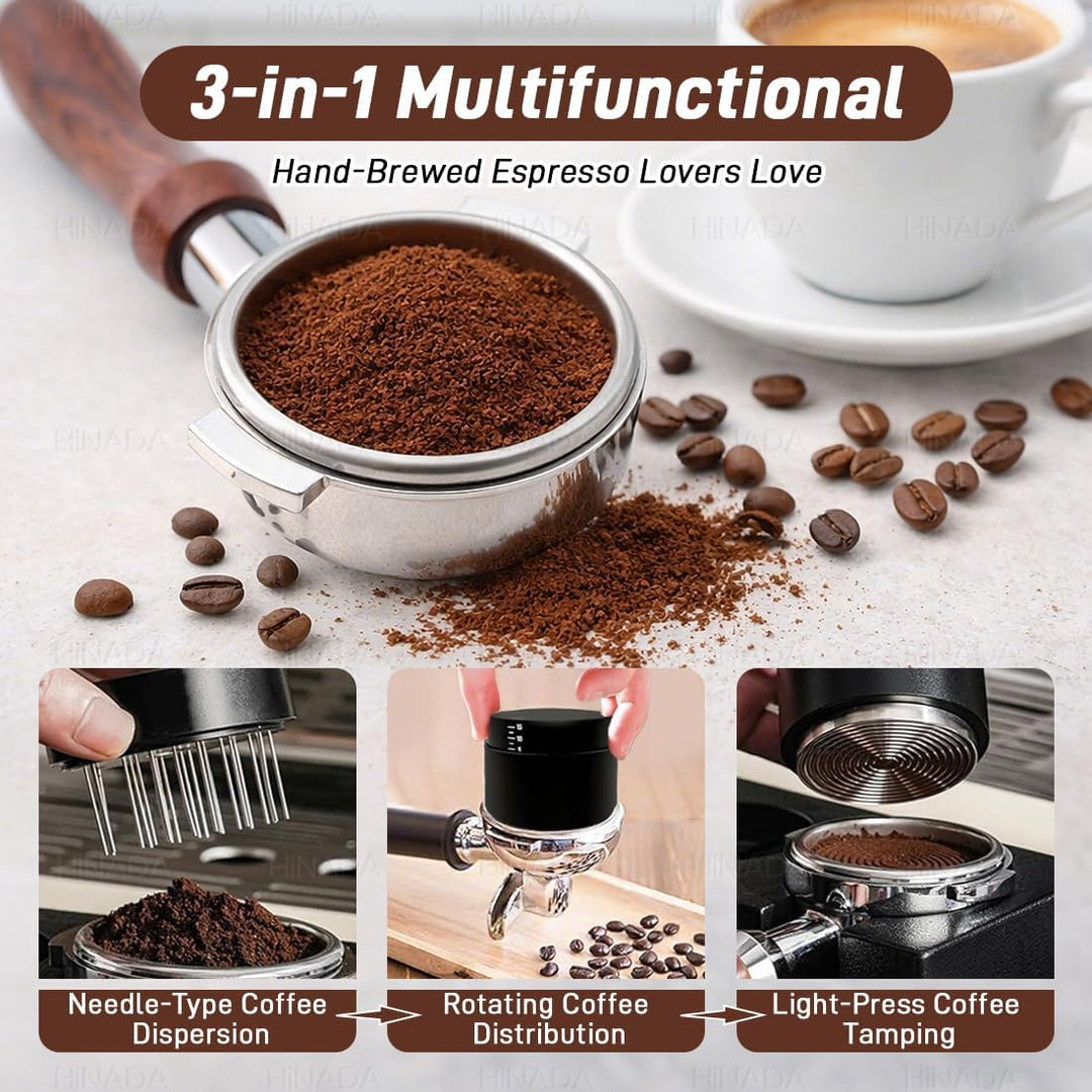 Espresso Tamper 53mm, 3-in-1 Coffee Distributor with WDT Tool, Adjustable Depth Coffee Tamper with Calibrated Spring, Professional Barista Espresso Accessories (53mm) - Just Closeouts Canada Inc.X004YRANTT