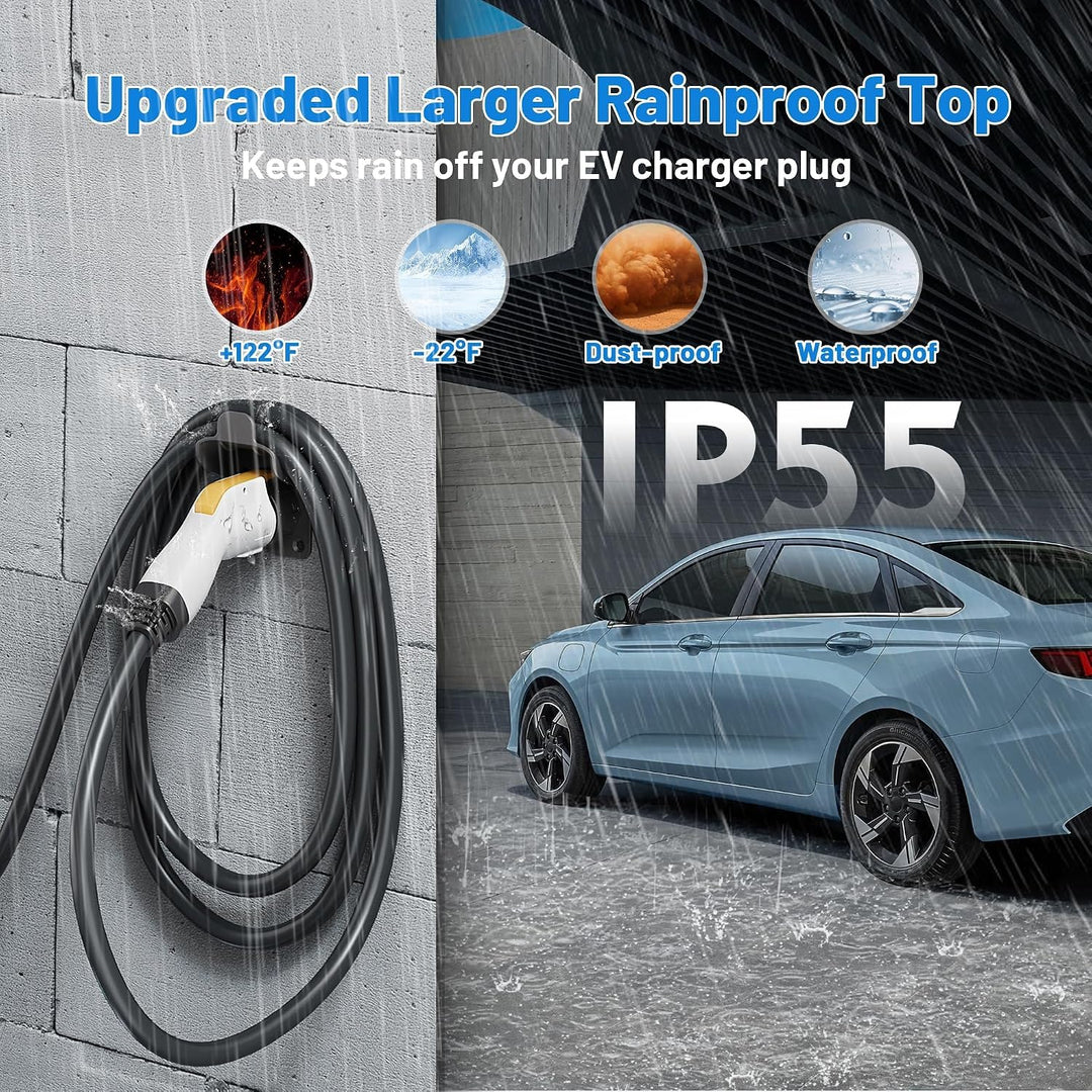 EV Charger Holder Waterproof for SAE J1772, Wall Mount Nozzle Holster Dock for Indoor Outdoor, Electric Vehicle EVSE PHEV Charging Plug Cable Hanger Cord Organizer, PC Heat Resistance -22~122? - Just Closeouts Canada Inc.