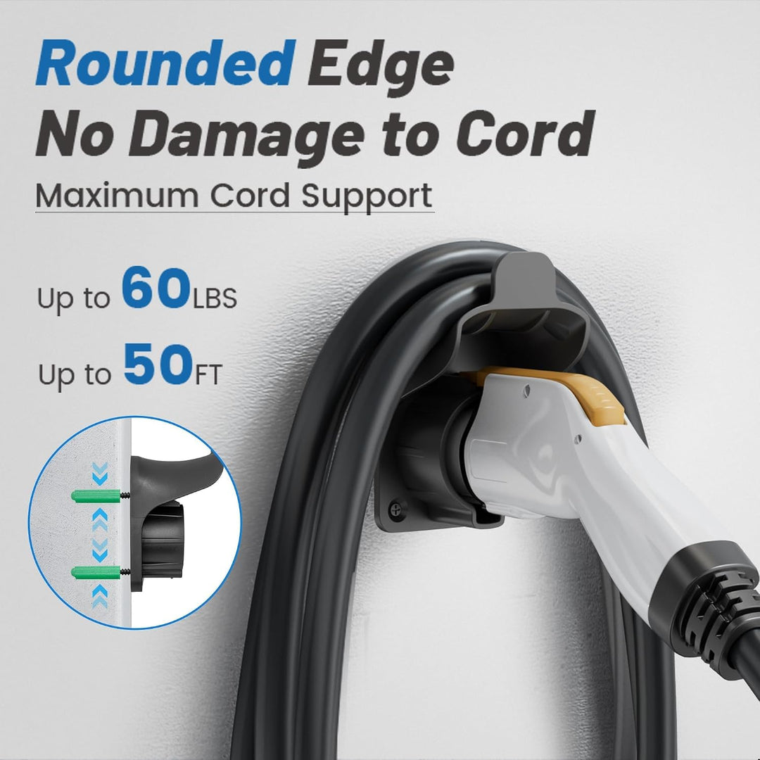 EV Charger Holder Waterproof for SAE J1772, Wall Mount Nozzle Holster Dock for Indoor Outdoor, Electric Vehicle EVSE PHEV Charging Plug Cable Hanger Cord Organizer, PC Heat Resistance -22~122? - Just Closeouts Canada Inc.