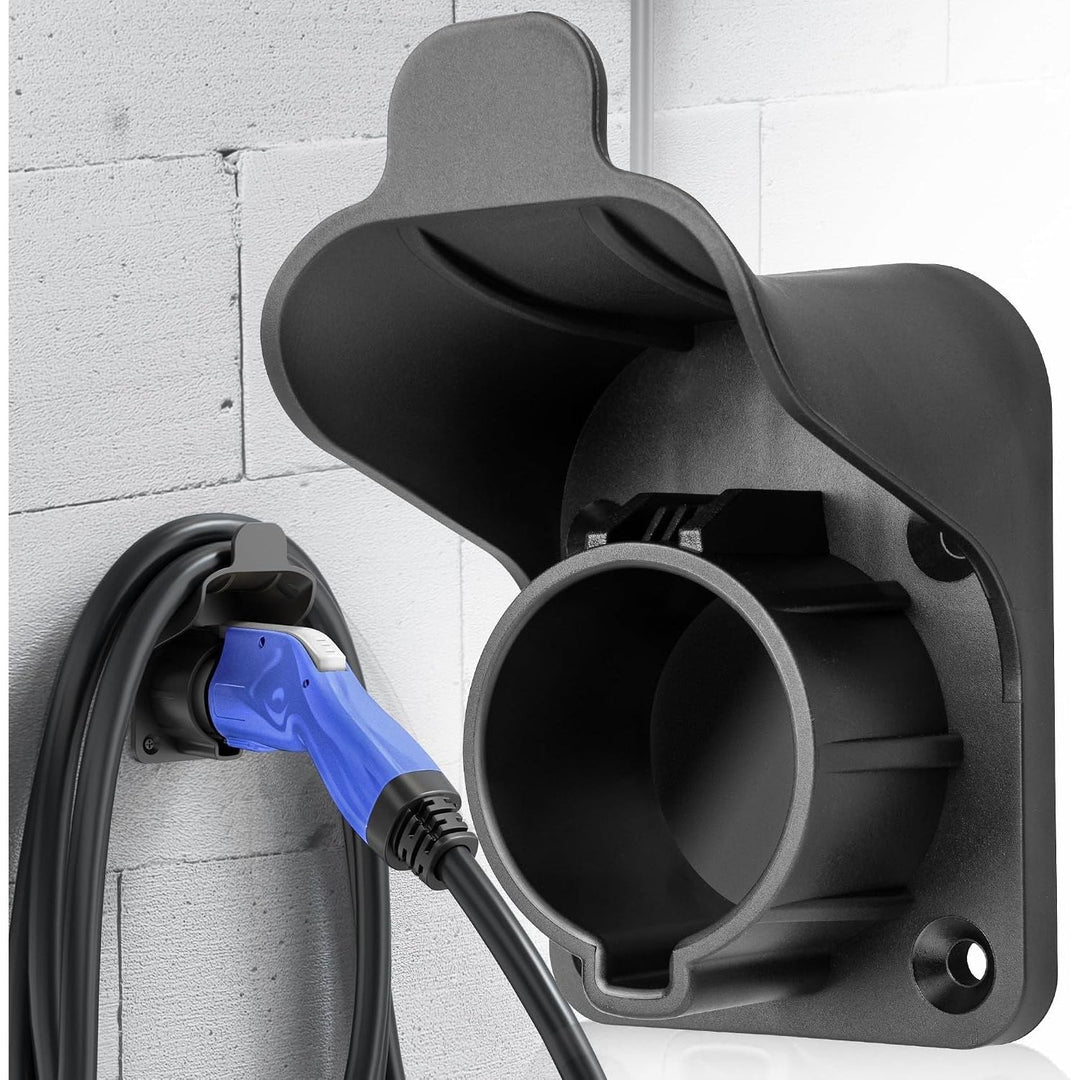EV Charger Holder Waterproof for SAE J1772, Wall Mount Nozzle Holster Dock for Indoor Outdoor, Electric Vehicle EVSE PHEV Charging Plug Cable Hanger Cord Organizer, PC Heat Resistance -22~122? - Just Closeouts Canada Inc.