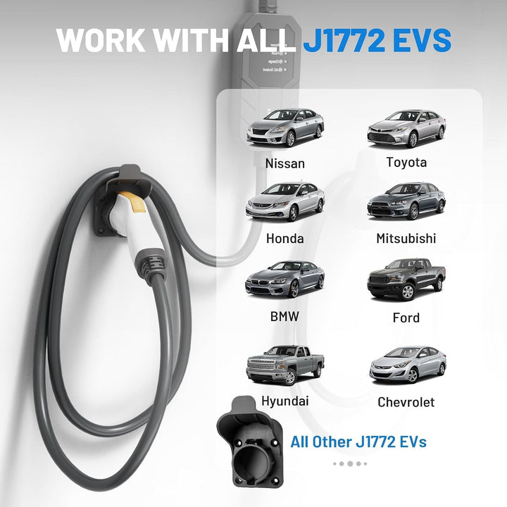 EV Charger Holder Waterproof for SAE J1772, Wall Mount Nozzle Holster Dock for Indoor Outdoor, Electric Vehicle EVSE PHEV Charging Plug Cable Hanger Cord Organizer, PC Heat Resistance -22~122? - Just Closeouts Canada Inc.