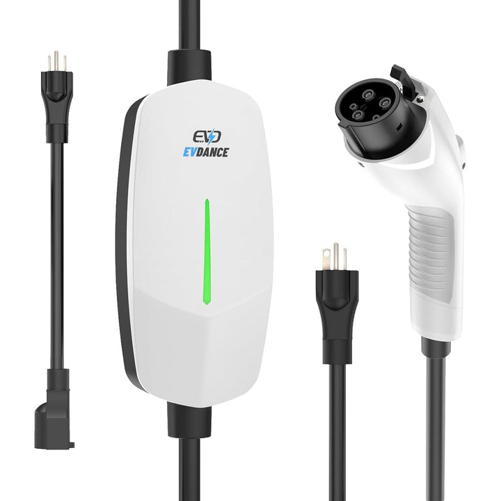 EVDANCE EV Charger Level 1 - Portable J1772 Charger with 25FT Charging Cable, Electric Car Charger for Home, 16A 240V NEMA 6 - 20 & 12A 110V NEMA 5 - 15 Plug - in Hybrid Car Charger, IP66 Waterproof - Just Closeouts Canada Inc.