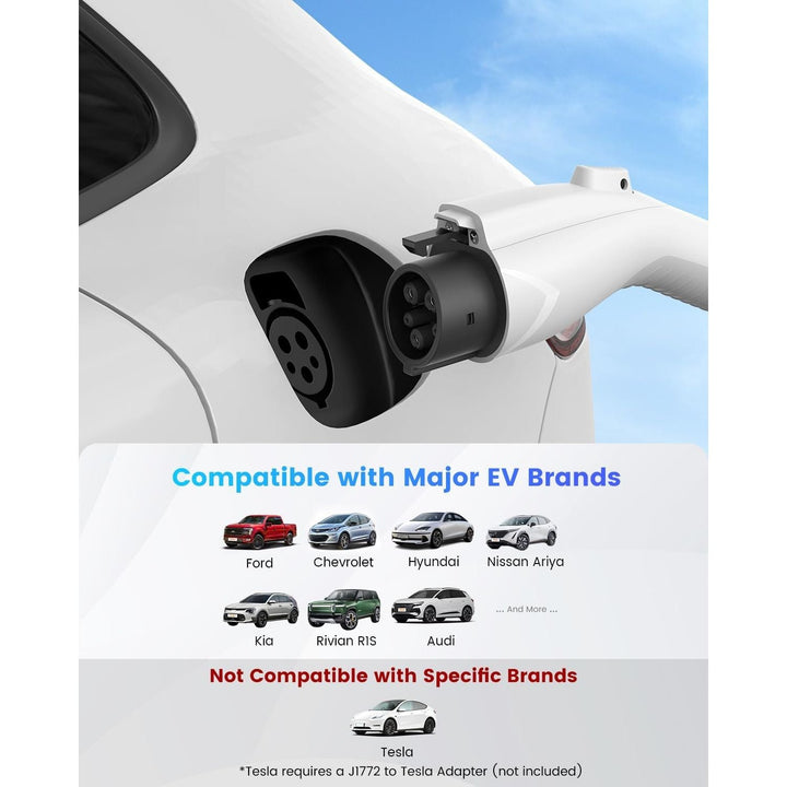EVDANCE EV Charger Level 1 - Portable J1772 Charger with 25FT Charging Cable, Electric Car Charger for Home, 16A 240V NEMA 6 - 20 & 12A 110V NEMA 5 - 15 Plug - in Hybrid Car Charger, IP66 Waterproof - Just Closeouts Canada Inc.