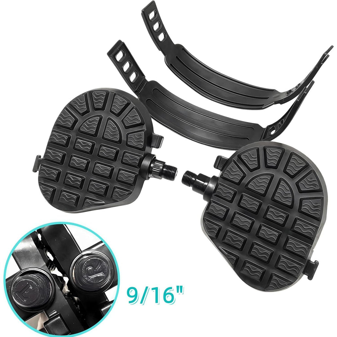 Exercise Bike Pedals, Spin Bike Pedal Replacement with Strap, Exercise Replacement Parts Stationary Pedals for Spin Cycling Bike, Indoor Exercycle Bike, Recumbent Bicycle - Just Closeouts Canada Inc.