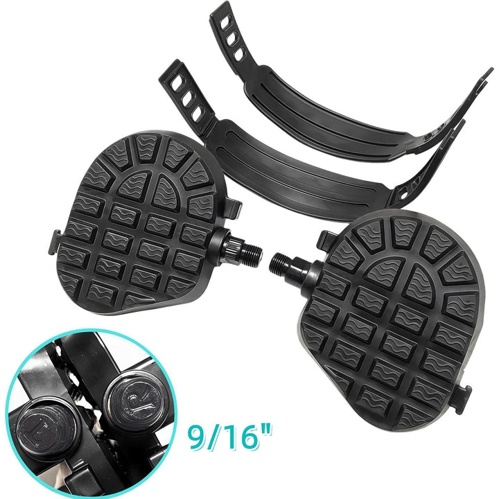 Exercise Bike Pedals, Spin Bike Pedal Replacement with Strap, Exercise Replacement Parts Stationary Pedals for Spin Cycling Bike, Indoor Exercycle Bike, Recumbent Bicycle - Just Closeouts Canada Inc.