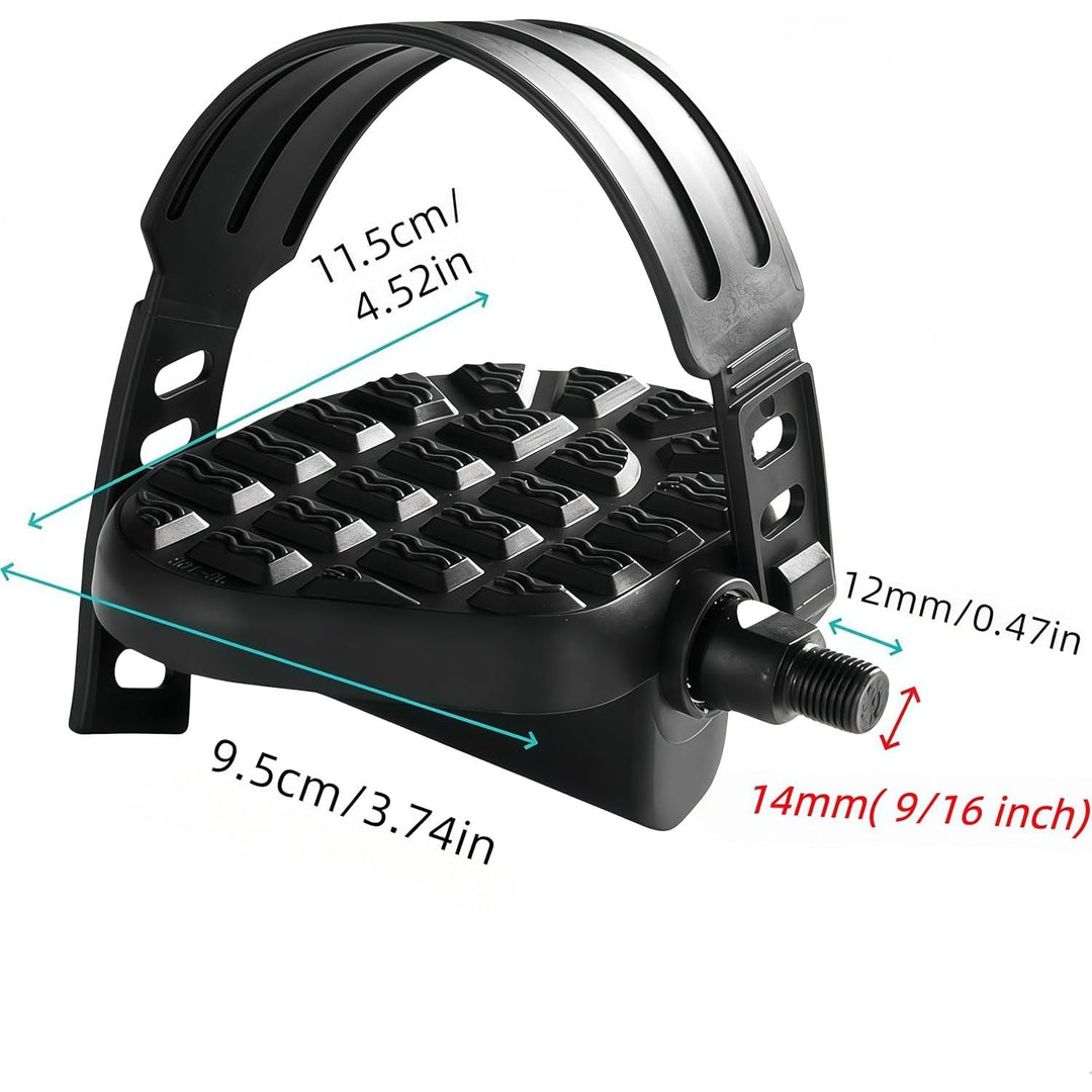 Exercise Bike Pedals, Spin Bike Pedal Replacement with Strap, Exercise Replacement Parts Stationary Pedals for Spin Cycling Bike, Indoor Exercycle Bike, Recumbent Bicycle - Just Closeouts Canada Inc.
