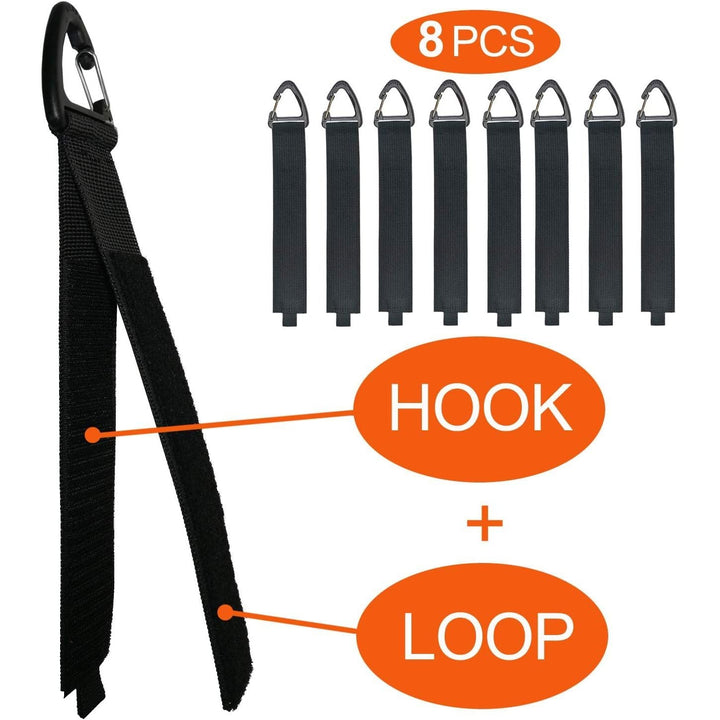 Extension Cord Organizer(8 Pack), Garage Organization and Storage, 16 - Inch(Unfolded) Heavy Duty Storage Strap for Extension Cords, Cables, Hoses and Ropes, with Triangle Buckle for Hanging - Black - Just Closeouts Canada Inc.