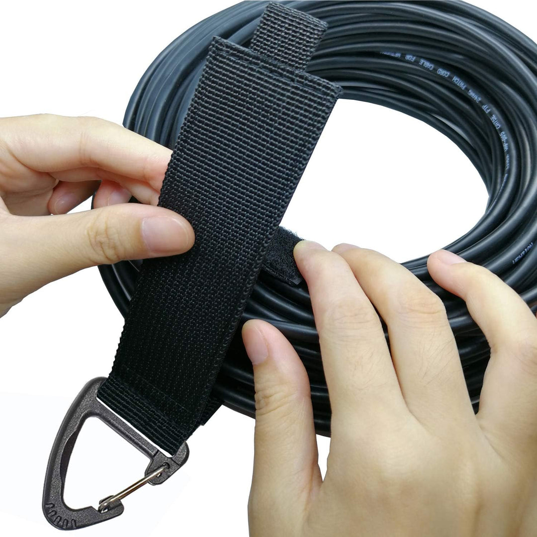 Extension Cord Organizer(8 Pack), Garage Organization and Storage, 16 - Inch(Unfolded) Heavy Duty Storage Strap for Extension Cords, Cables, Hoses and Ropes, with Triangle Buckle for Hanging - Black - Just Closeouts Canada Inc.