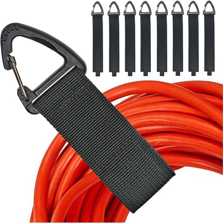 Extension Cord Organizer(8 Pack), Garage Organization and Storage, 16 - Inch(Unfolded) Heavy Duty Storage Strap for Extension Cords, Cables, Hoses and Ropes, with Triangle Buckle for Hanging - Black - Just Closeouts Canada Inc.