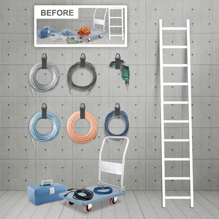 Extension Cord Organizer(8 Pack), Garage Organization and Storage, 16 - Inch(Unfolded) Heavy Duty Storage Strap for Extension Cords, Cables, Hoses and Ropes, with Triangle Buckle for Hanging - Black - Just Closeouts Canada Inc.