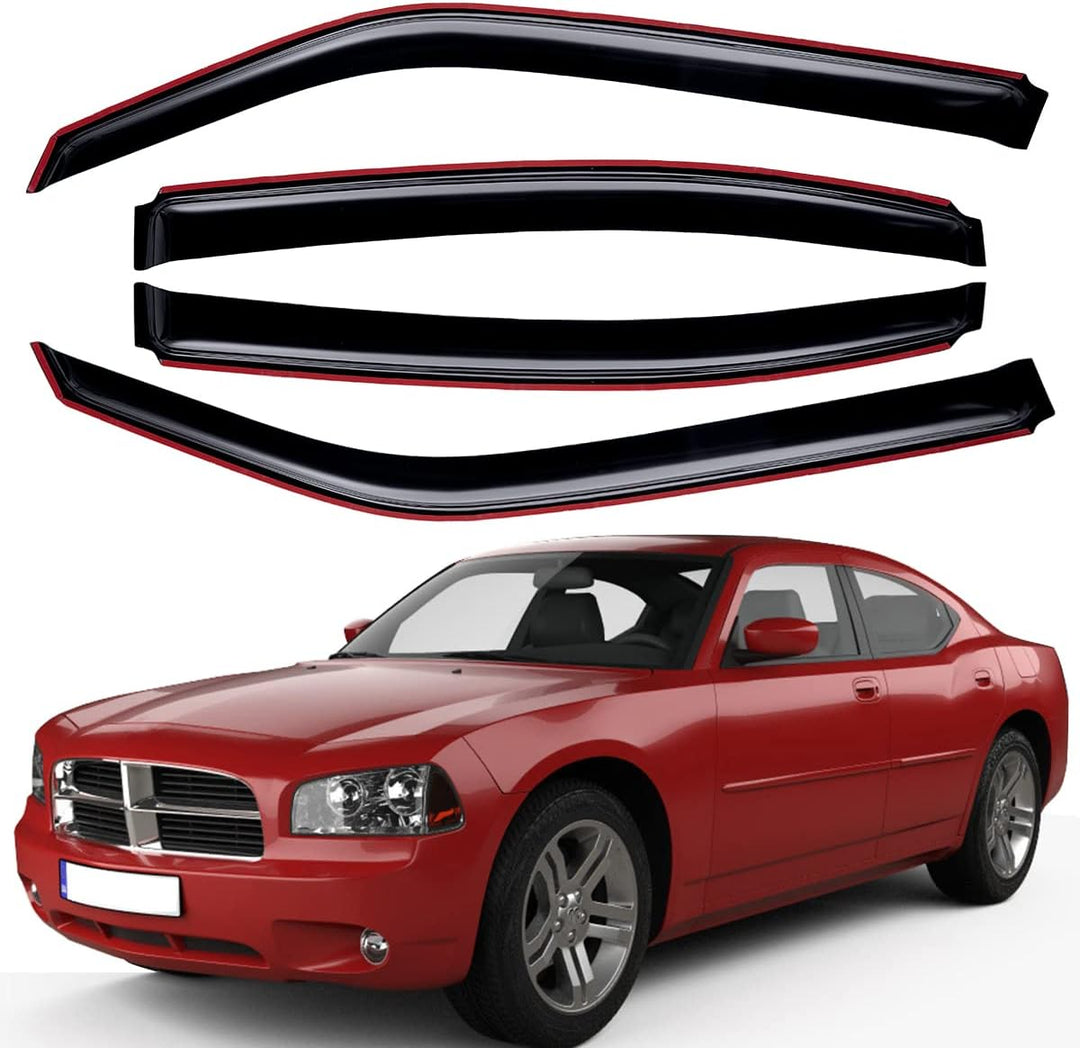 Extra Durable Clip - on in - Channel Auto Vent Window Visor, Fits 2006 - 2010 Dodge Charger, UV Protection Rain Guard, Original Wind Deflector, No - Drill Easy Install, Dark Smoke, 4 - Pcs - Just Closeouts Canada Inc.X002LEZ7Q1