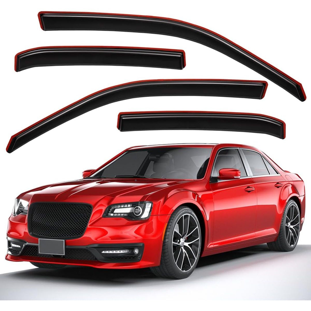 Extra Durable Clip - on in - Channel Auto Vent Window Visor, Fits 2011 - 2023 Chrysler 300, UV Protection Rain Guard, Original Wind Deflector, No - Drill Easy Install, Dark Smoke, 4 - Pcs - Just Closeouts Canada Inc.X0042PQXK1