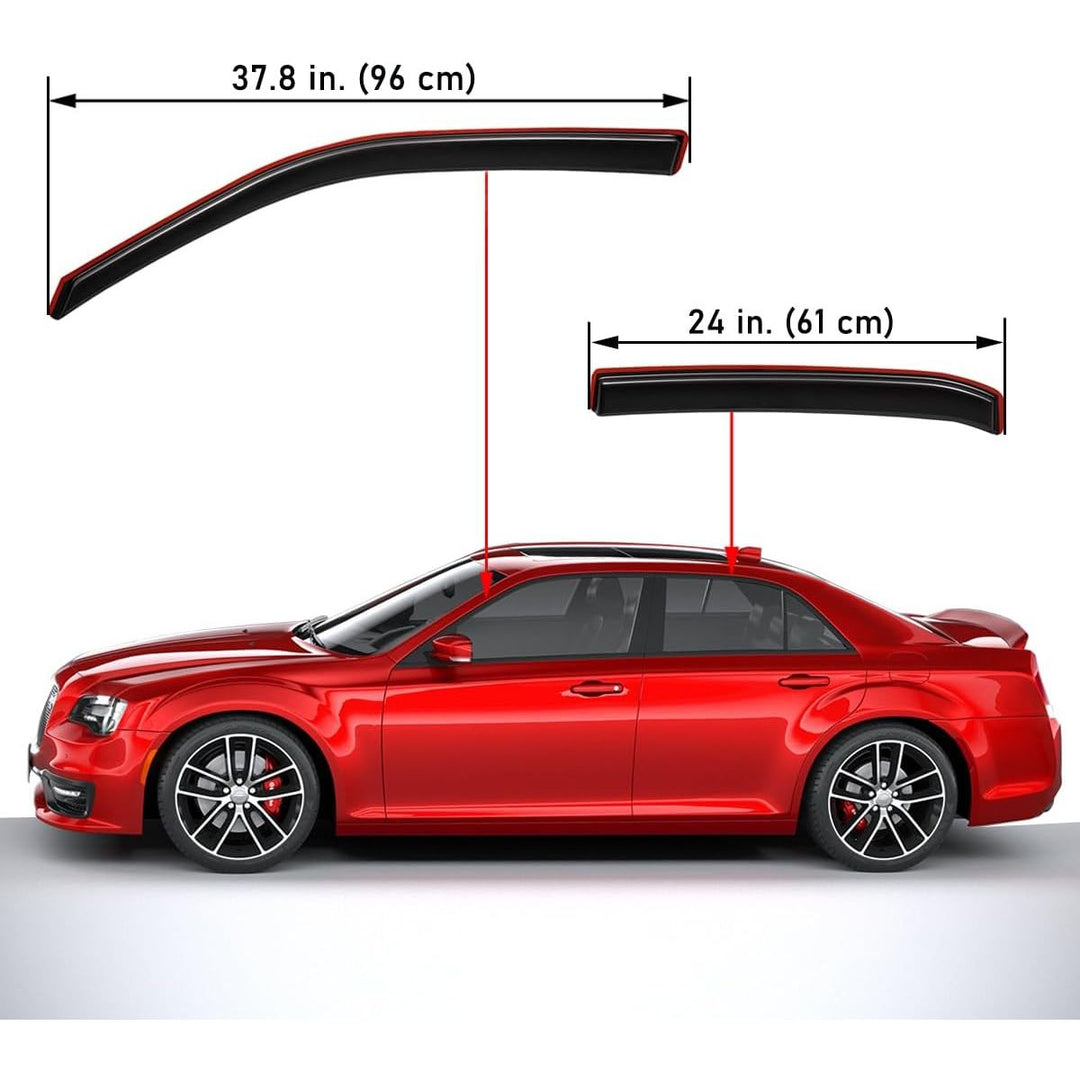 Extra Durable Clip - on in - Channel Auto Vent Window Visor, Fits 2011 - 2023 Chrysler 300, UV Protection Rain Guard, Original Wind Deflector, No - Drill Easy Install, Dark Smoke, 4 - Pcs - Just Closeouts Canada Inc.X0042PQXK1
