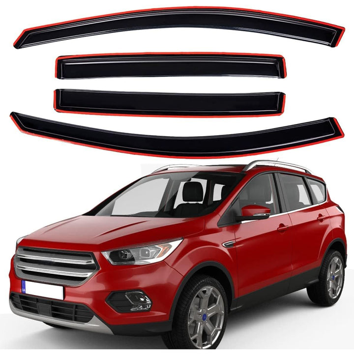 Extra Durable Clip - on in - Channel Auto Vent Window Visor, Fits 2013 - 2019 Ford Escape, UV Protection Rain Guard, Original Wind Deflector, No - Drill Easy Install, Dark Smoke, 4 - Pcs - Just Closeouts Canada Inc.X002MTWFG5