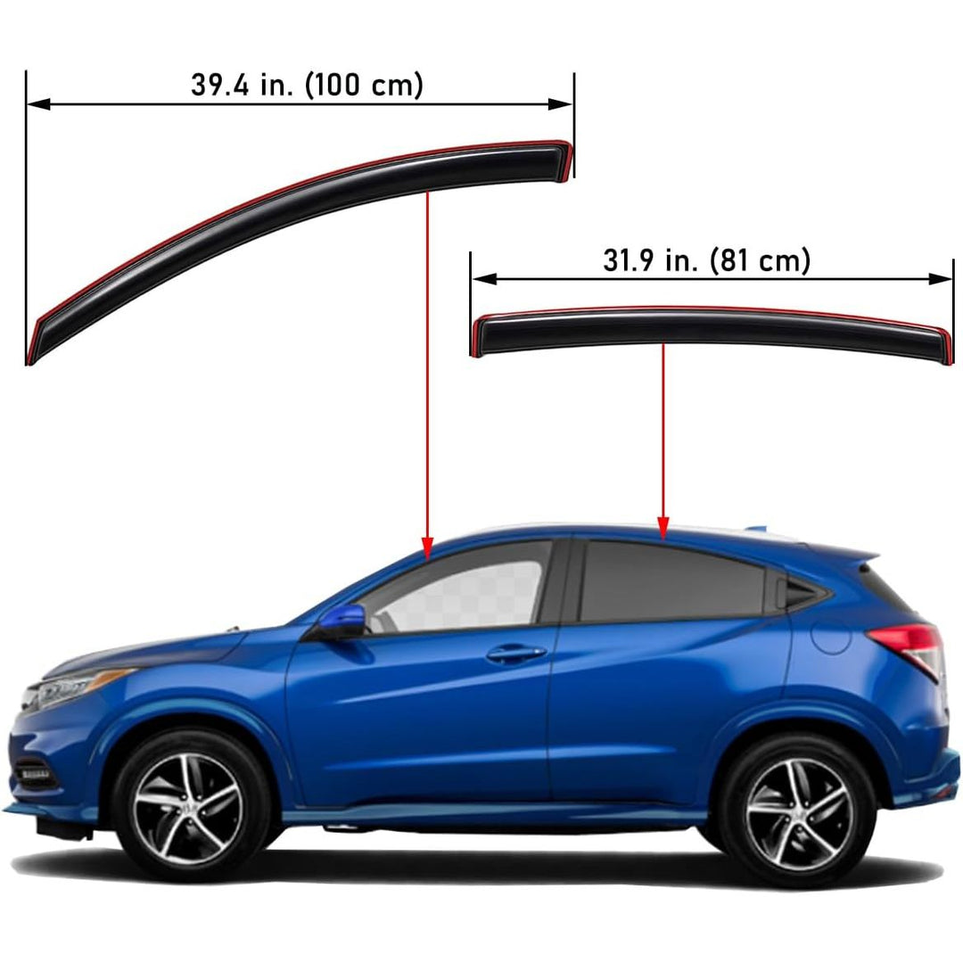 Extra Durable Clip - on in - Channel Auto Vent Window Visor, Fits 2016 - 2022 Honda HR - V (HRV), UV Protection Rain Guard, Original Wind Deflector, No - Drill Easy Install, Dark Smoke, 4 - Pcs - Just Closeouts Canada Inc.X003Q8RZMP