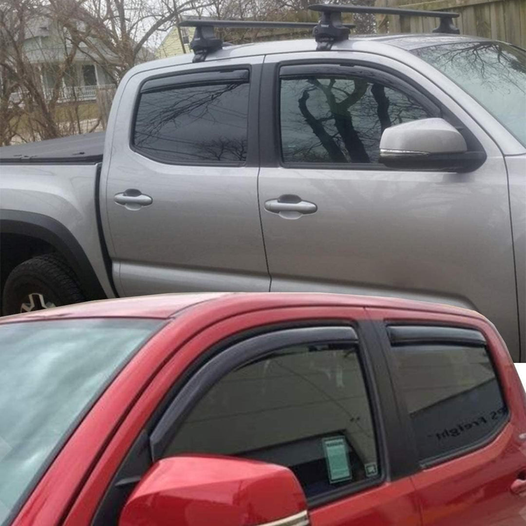 Extra Durable Clip - on in - Channel Auto Vent Window Visor, Fits 2016 - 2023 Toyota Tacoma Double Cab, UV Protection Rain Guard, Original Wind Deflector, No - Drill Install, Dark Smoke, 4 - Pcs - Just Closeouts Canada Inc.X002JEREUF