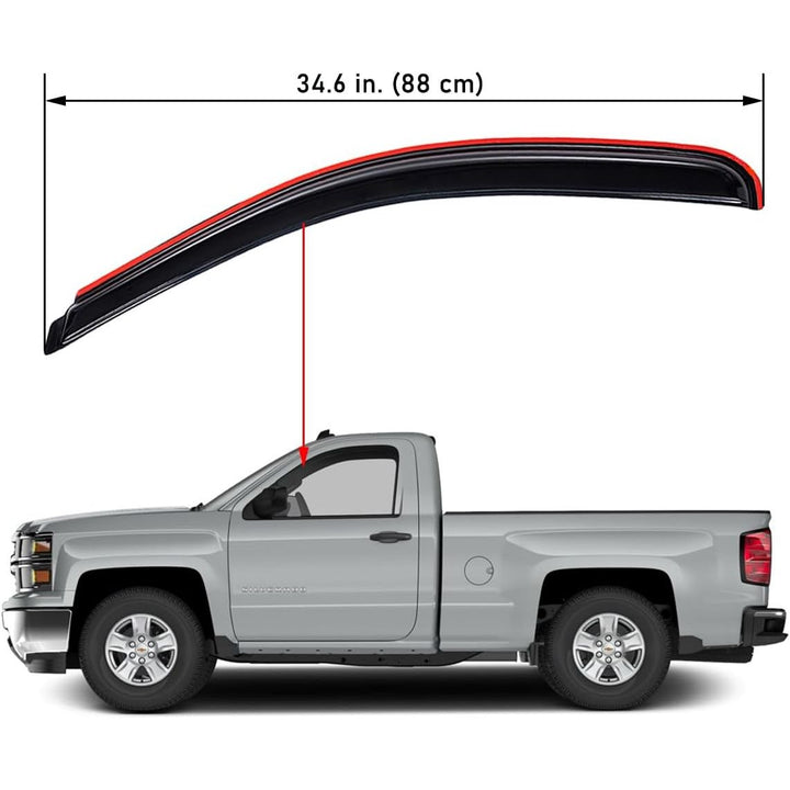 Extra Durable in - Channel Auto Vent Window Visor, Fits 2007 - 2013 Chevrolet Silverado & GMC Sierra 1500, 2007 - 2014 Silverado/Sierra 2500 HD & 3500 HD, Regular/Extended/Crew Cab, Smoke, 2 - Pcs - Just Closeouts Canada Inc.X003AVUG79