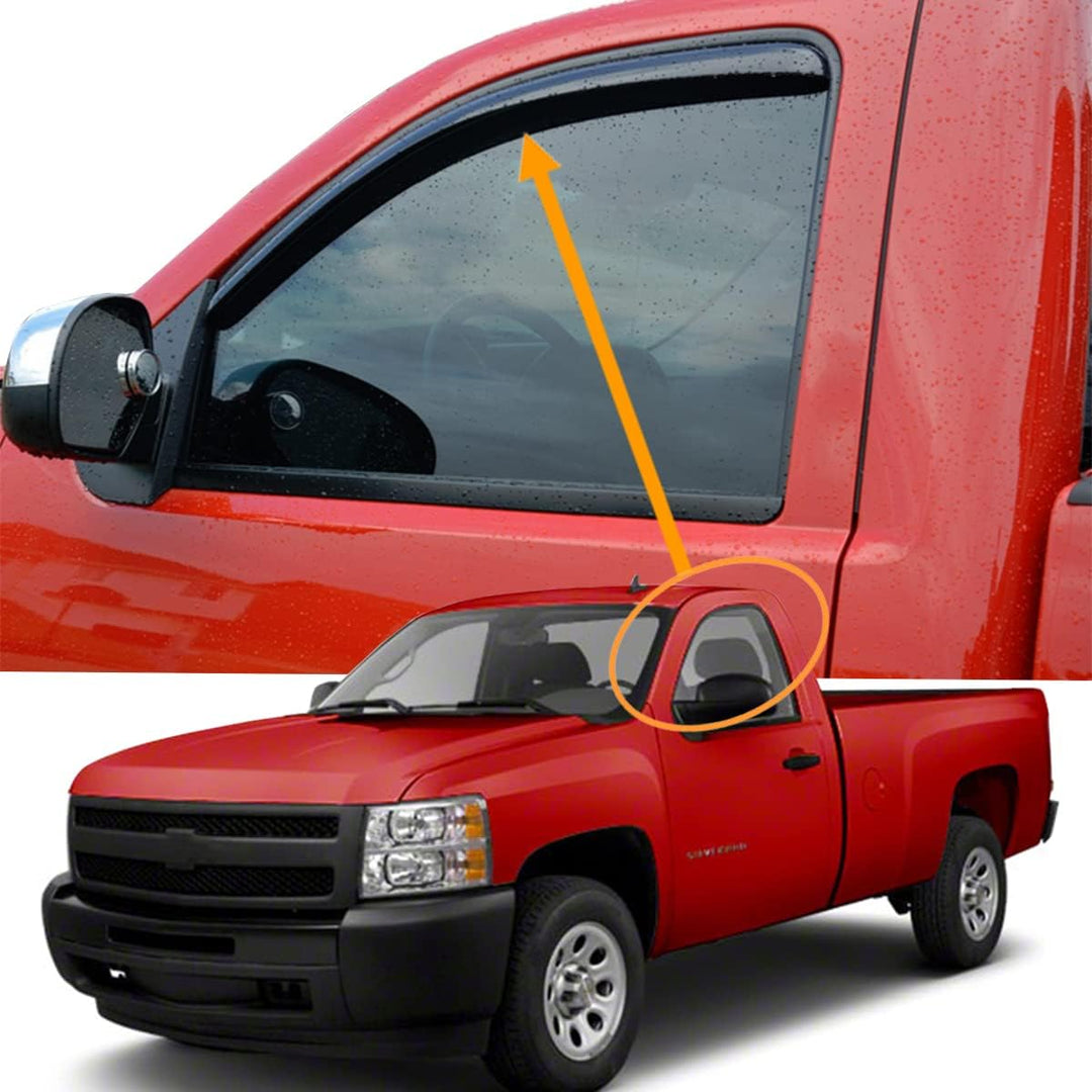 Extra Durable in - Channel Auto Vent Window Visor, Fits 2007 - 2013 Chevrolet Silverado & GMC Sierra 1500, 2007 - 2014 Silverado/Sierra 2500 HD & 3500 HD, Regular/Extended/Crew Cab, Smoke, 2 - Pcs - Just Closeouts Canada Inc.X003AVUG79