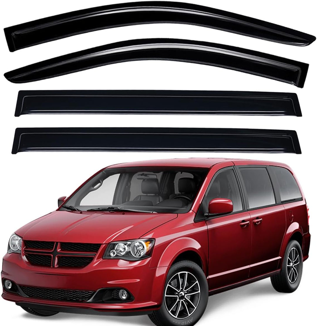 Extra Durable Outside - Mount Auto Vent Window Visor, Fits 2008 - 2020 Dodge Grand Caravan, 2008 - 2016 Chrysler Town & Country, UV Protection Rain Guard, Original Wind Deflector, Smoke, 4 - Pcs - Just Closeouts Canada Inc.X00262TLDX