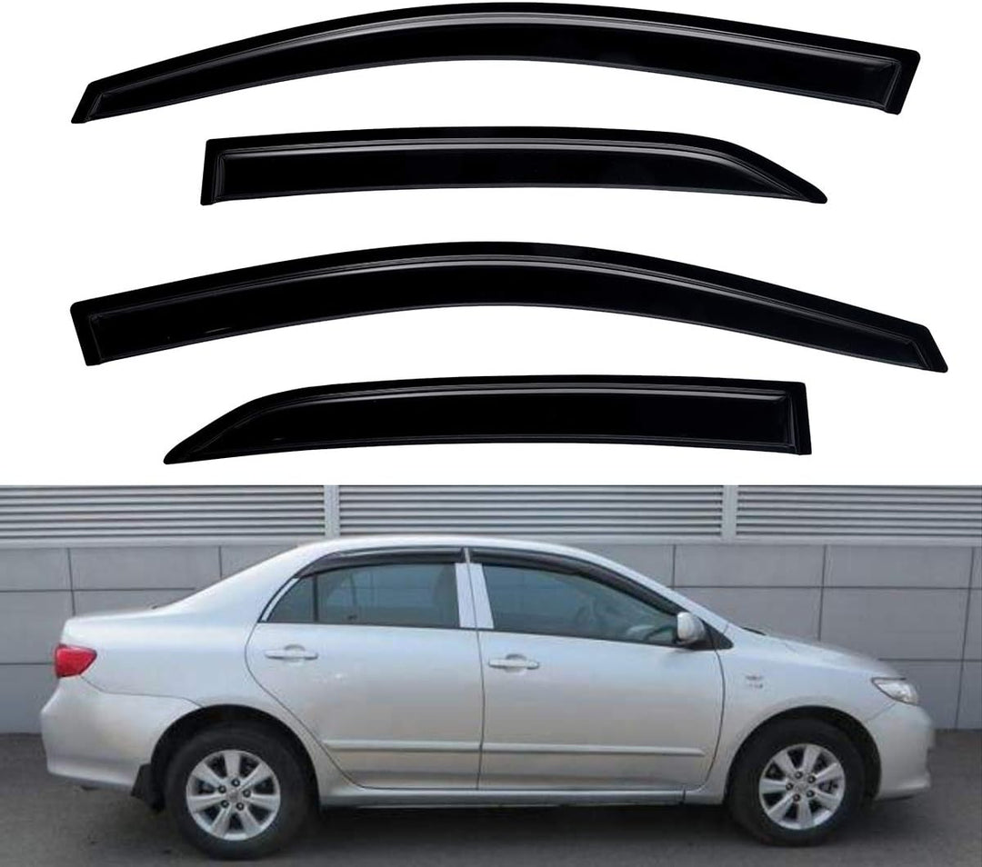 Extra Durable Outside - Mount Auto Vent Window Visor, Fits 2009 - 2013 Toyota Corolla Sedan, UV Protection Rain Guard, Original Wind Deflector, No - Drill Easy Install, Dark Smoke, 4 - Pcs - Just Closeouts Canada Inc.X001XGEDJ5