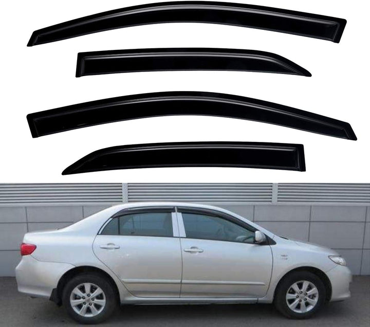 Extra Durable Outside - Mount Auto Vent Window Visor, Fits 2009 - 2013 Toyota Corolla Sedan, UV Protection Rain Guard, Original Wind Deflector, No - Drill Easy Install, Dark Smoke, 4 - Pcs - Just Closeouts Canada Inc.X001XGEDJ5