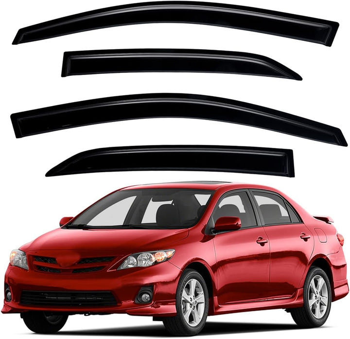 Extra Durable Outside - Mount Auto Vent Window Visor, Fits 2009 - 2013 Toyota Corolla Sedan, UV Protection Rain Guard, Original Wind Deflector, No - Drill Easy Install, Dark Smoke, 4 - Pcs - Just Closeouts Canada Inc.X001XGEDJ5