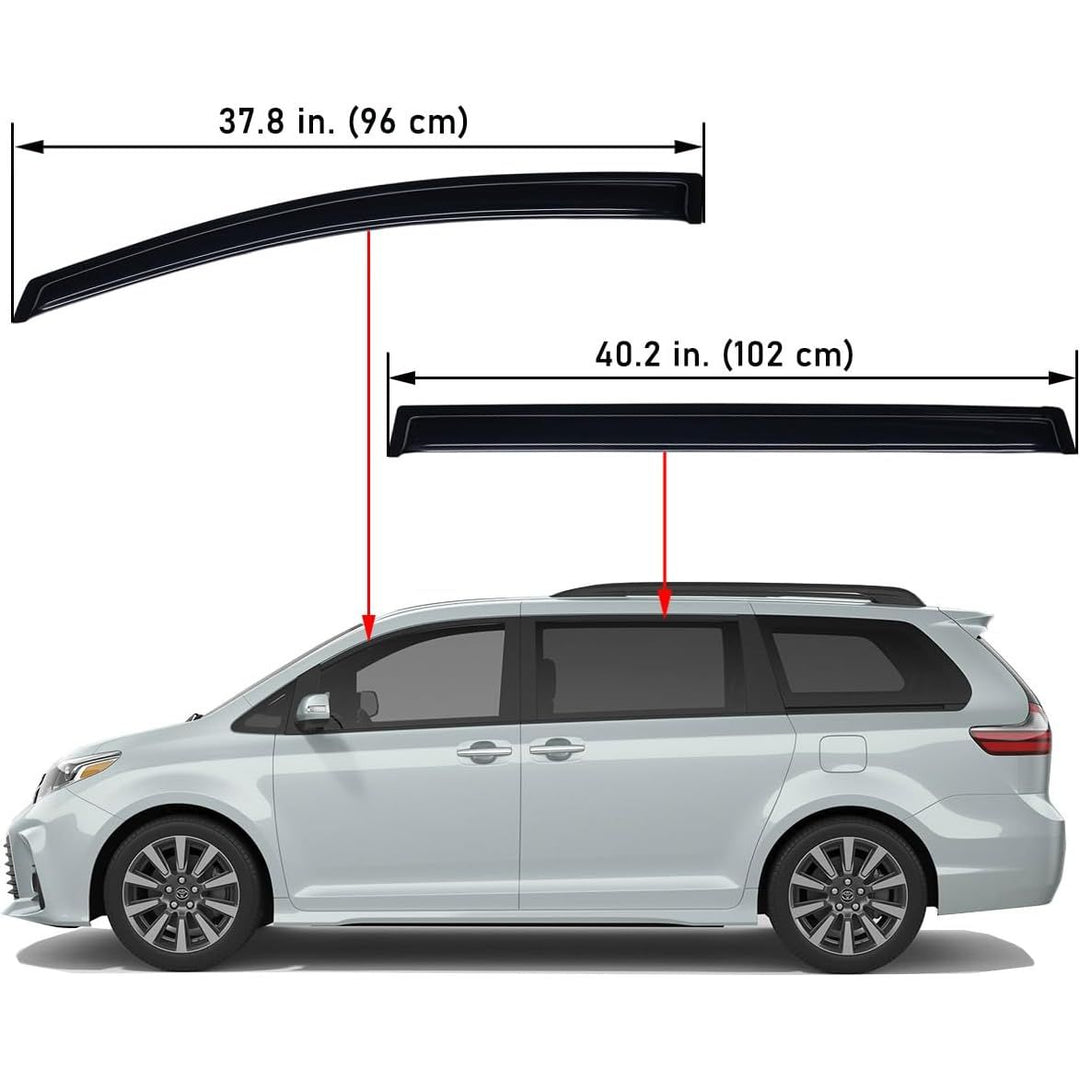 Extra Durable Outside - Mount Auto Vent Window Visor, Fits 2011 - 2020 Toyota Sienna, UV Protection Rain Guard, Original Wind Deflector, No - Drill Easy Install, Dark Smoke, 4 - Pcs - Just Closeouts Canada Inc.X0026V67XB
