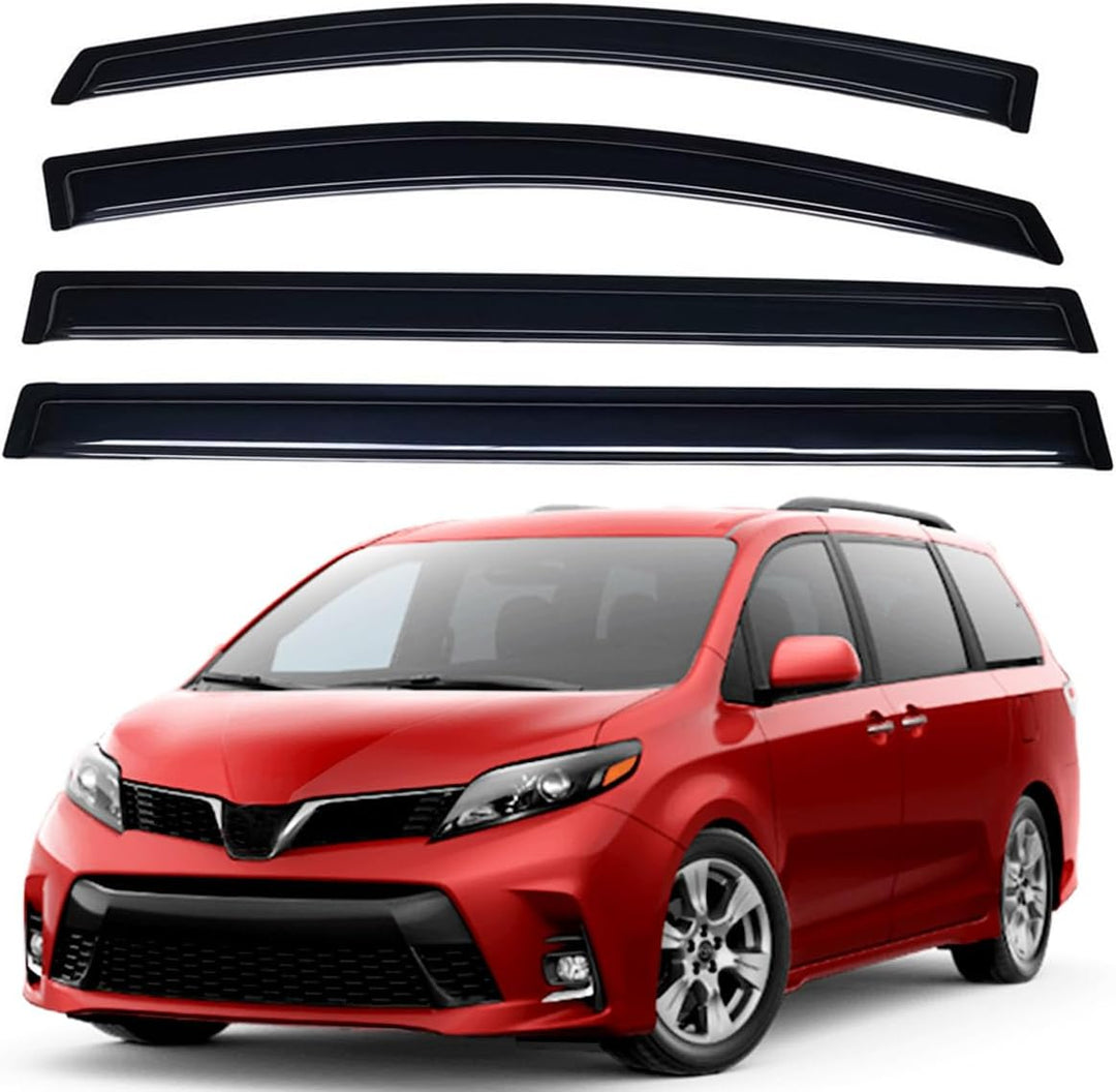 Extra Durable Outside - Mount Auto Vent Window Visor, Fits 2011 - 2020 Toyota Sienna, UV Protection Rain Guard, Original Wind Deflector, No - Drill Easy Install, Dark Smoke, 4 - Pcs - Just Closeouts Canada Inc.X0026V67XB