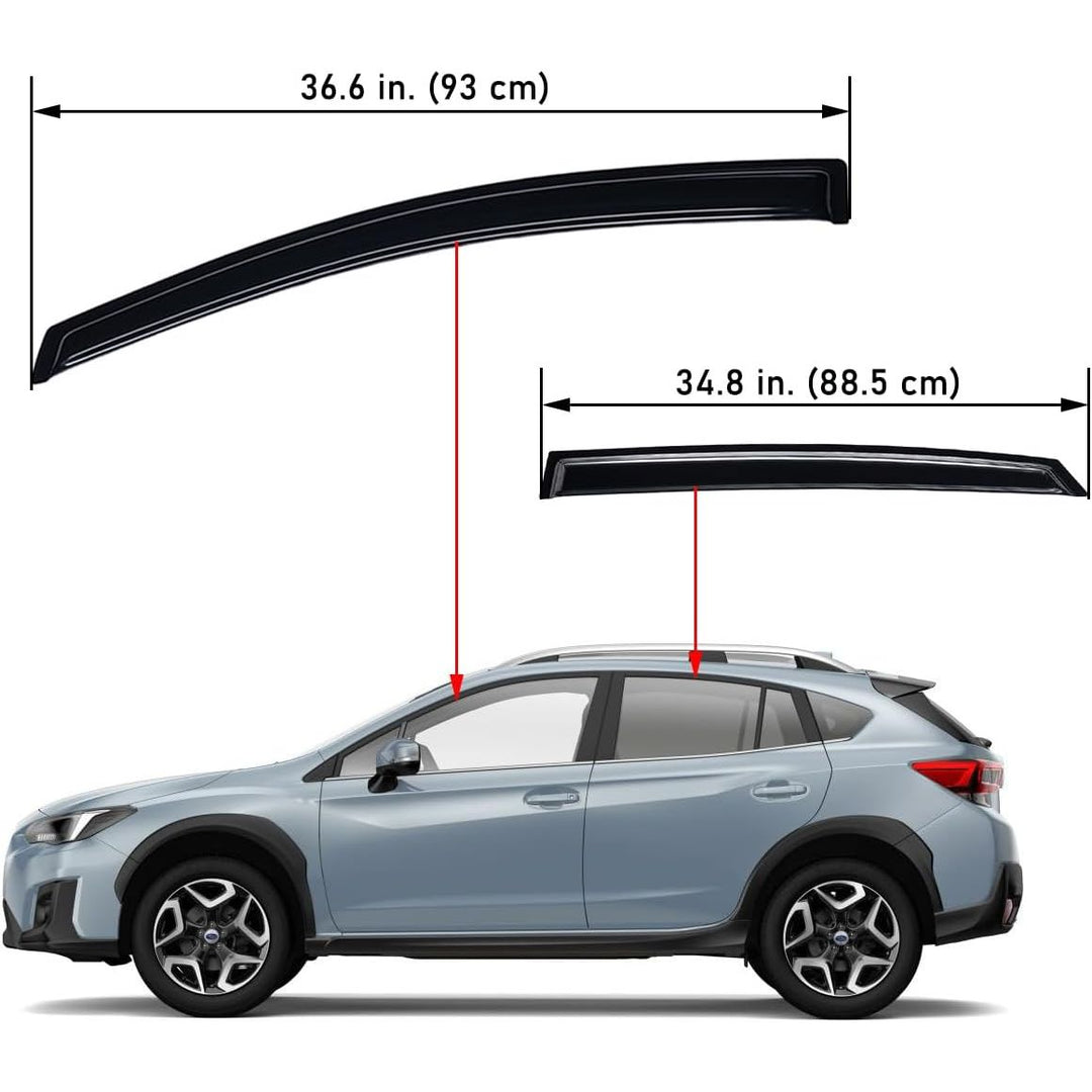 Extra Durable Outside - Mount Auto Vent Window Visor, Fits 2013 - 2015 Subaru XV CrossTrek, 2016 - 2017 CrossTrek, 2012 - 2016 Impreza Hatchback, Original Wind Deflector Rain Guard, Smoke, 4 - Pcs - Just Closeouts Canada Inc.X003Q8U17L