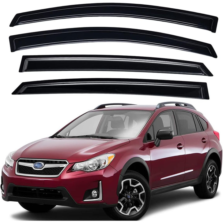 Extra Durable Outside - Mount Auto Vent Window Visor, Fits 2013 - 2015 Subaru XV CrossTrek, 2016 - 2017 CrossTrek, 2012 - 2016 Impreza Hatchback, Original Wind Deflector Rain Guard, Smoke, 4 - Pcs - Just Closeouts Canada Inc.X003Q8U17L