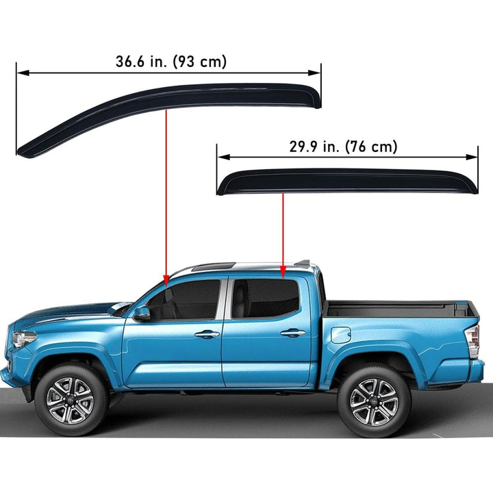 Extra Durable Outside - Mount Auto Vent Window Visor, Fits 2016 - 2023 Toyota Tacoma, Double Cab, UV Protection Rain Guard, Original Wind Deflector, No - Drill Easy Install, Dark Smoke, 4 - Pcs - Just Closeouts Canada Inc.X002207735